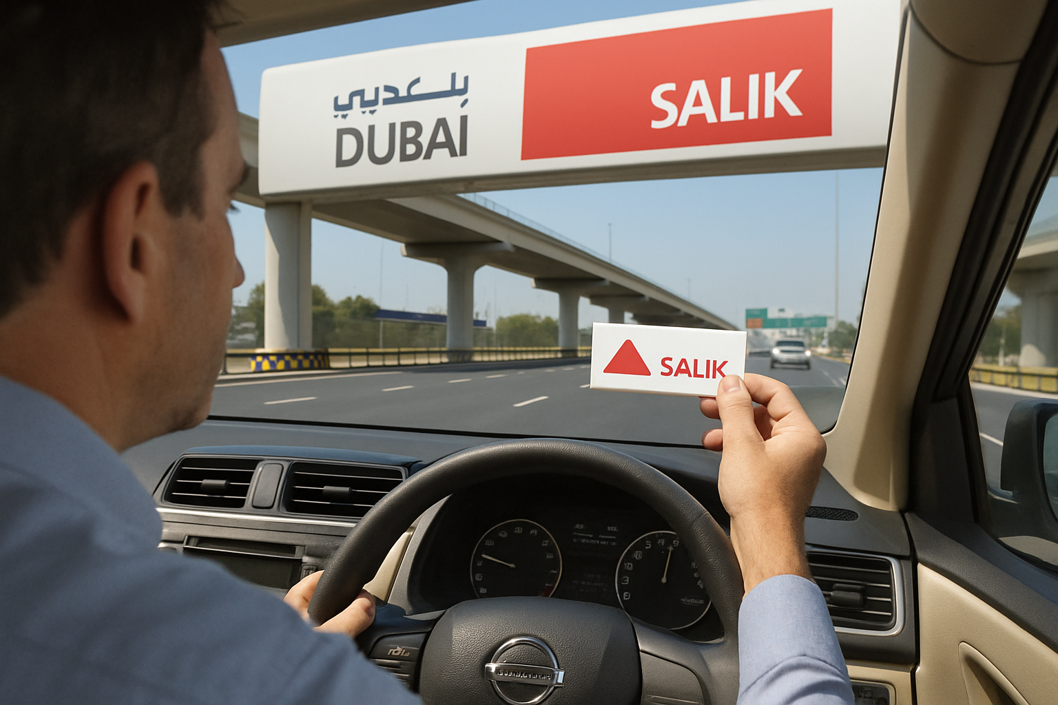 Customer using Dubai toll road payment system