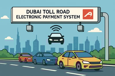 Dubai toll road electronic payment system illustration Dubai toll road electronic payment system illustration
